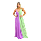 Vestido Chá Revelação Bicolor Lilas verde