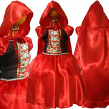 Vestido Chapéuzinho Vermelho Infantil Fantasia Luxo Barato