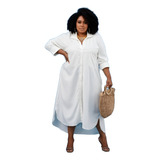 Vestido Chemise Linho Manga