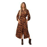 Vestido Chemise Longo Manga