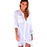 Vestido Chemise Manga Longa