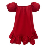 Vestido Ciganinha Infantil Menina Festa Vermelho Algodão