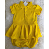 Vestido Com Calcinha Gola Polo Amarelo Ralph Lauren