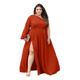 Vestido Com Fenda Plus
