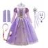 Vestido Cosplay Emaranhado Para Meninas Rapunzel Disney