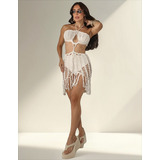 Vestido Curto Com Franjas