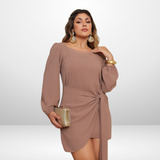 Vestido Curto Envelope Manga
