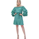 Vestido Curto Manga Babado