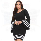 Vestido Curto Manga Flare