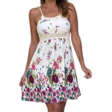 Vestido Curto Soltinho Bojo Estampado Verão Alças Finas Nf