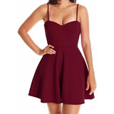 Vestido De Alça Rodado Em Malha Com Bojo Pronta Entrega
