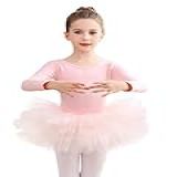 Vestido De Balé Para Meninas Collant De Dança Infantil Com Saia Tutu Roupa De Bailarina De Manga Comprida Rosa 2 3 Anos 