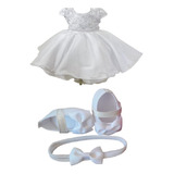 Vestido De Batizado Infantil Luxo   Sapatinho Bebe Menina