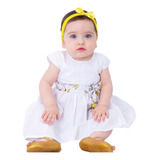 Vestido De Bebe Com Tiara Ano Novo Batizado 100 Algodão