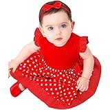 Vestido De Bebê Roupa Menina Infantil Com Tiara 100 Algodão Mundo Nina Minnie Vermelho Tamanhos G 6 12 Meses 