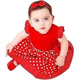 Vestido De Bebê Roupa Menina Infantil Com Tiara 100 Algodão Mundo Nina Minnie Vermelho Tamanhos G 6 12 Meses