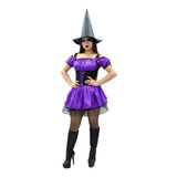 Vestido De Bruxa Fantasia Roupa Halloween Adulto 36 Ao 52