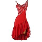 Vestido De Dança Latina Vermelho Tomara Que Caia Cravejado De Diamantes Saia De Malha Para Desempenho De Competição Feminina Vermelho M