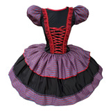 Vestido De Festa Caipira Junina Adulto  Luva laço De Cabelo