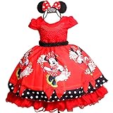 Vestido De Festa Infantil Minnie Vermelha E Tiara 8 