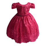 Vestido De Festa Infantil Realeza Daminha Princesa Rosa Bebê
