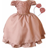 Vestido De Festa Infantil Rosê Luxo Menina Criança 4 Ao 14