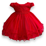 Vestido De Festa Infantil Vermelho Natal Super Luxo P m g
