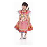 Vestido De Festa Junina Florido C Xadrez Vermelho Avental