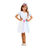 Vestido De Festa Junina Noiva Infantil Caipira 2 Á 12 C Véu