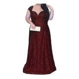 Vestido De Festa Madrinha Longo Em Renda Plus Size J008