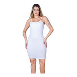 Vestido De Fim De Ano Branco Canelado Moda Verão Alcinha R