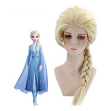 Vestido De Halloween De Cosplay Com Peruca Frozen Elsa Princ