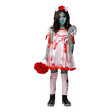 Vestido De Halloween Para Menina Noiva Cadáver Ensanguentada Noivinha Completa Á Pronta Entrega