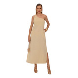 Vestido De Linho Ombro