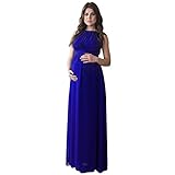 Vestido De Maternidade De Outono Feminino Para Grávidas Drapeado Adereços De Fotografia Casual Boho Chique Gravata Vestido Longo, Azul, M