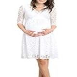 Vestido De Maternidade De Renda Feminino HELLO MIZ Com Envoltório Falso Para Amamentação Marfim X Large