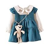 Vestido De Princesa Casual De Urso De Malha Lisa De Manga Comprida Para Meninas E Bebês Verde 2 3 Anos