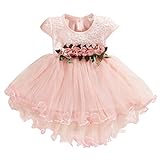 Vestido De Princesa Franzido De Tule Floral Para Bebês E Meninas, Vestido De Coquetel Para Crianças (rosa, 6 A 12 Meses)