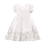 Vestido De Princesa Infantil Para Bebê Moda Com Mosca De Festa De Flores Vestidos De Laço De Renda Manga Para Meninas Meninas Meninas Leves Branco 4 5 Anos 