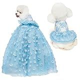 Vestido De Renda Dourada Com Glitter Para Cães Saia Tutu Princesa Para Cães Pequenos E Médios De Estimação Aniversário De Casamento Festa De Noiva Fotografia Natal Halloween Azul Grande 