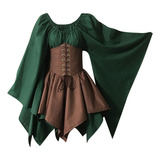 Vestido De Saia Maxi Medieval De Manga Sino Em Patchwork