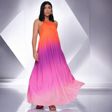 Vestido Degrade Drapeado Elegante Confortavel Ajustavel