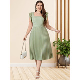 Vestido Elegante Rodado Saia Plissada Moda Evangelica