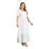Vestido Em Lese Forrado Maxi Midi Algodão Manga Princesa