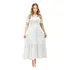 Vestido Em Lese Maxi Midi Algodão Com Manga Princesa Forrado