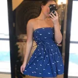 Vestido Estampado Azul Poas