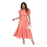 Vestido Evangelico Detalhado Gola