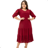 Vestido Evangélico Midi Lese De Malha