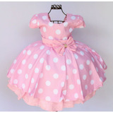 Vestido Fantasia Infantil Festa Minnie Rosa E Tiara