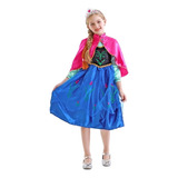 Vestido Fantasia Infantil Frozen Princesa Anna Luxo Capa